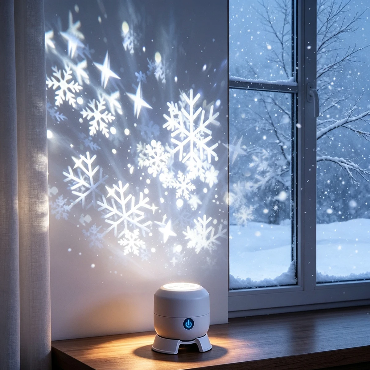 Baby Nursery Wall Lights - LED draaiende sneeuwvlok- en sterprojectorlamp, dynamische