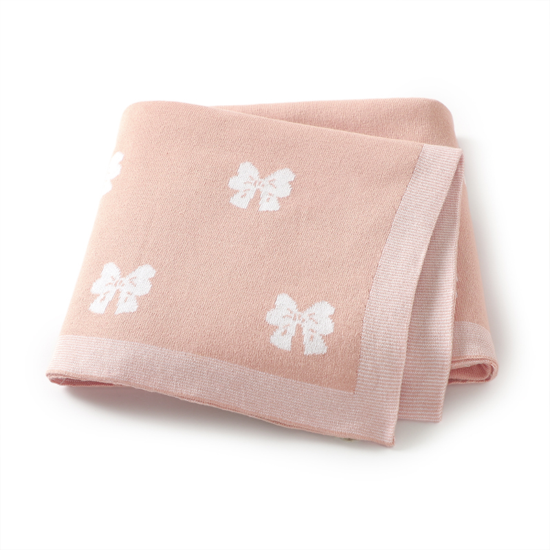 Baby Nursery Boy - Katoenen babydeken gebreid schattig strik kind